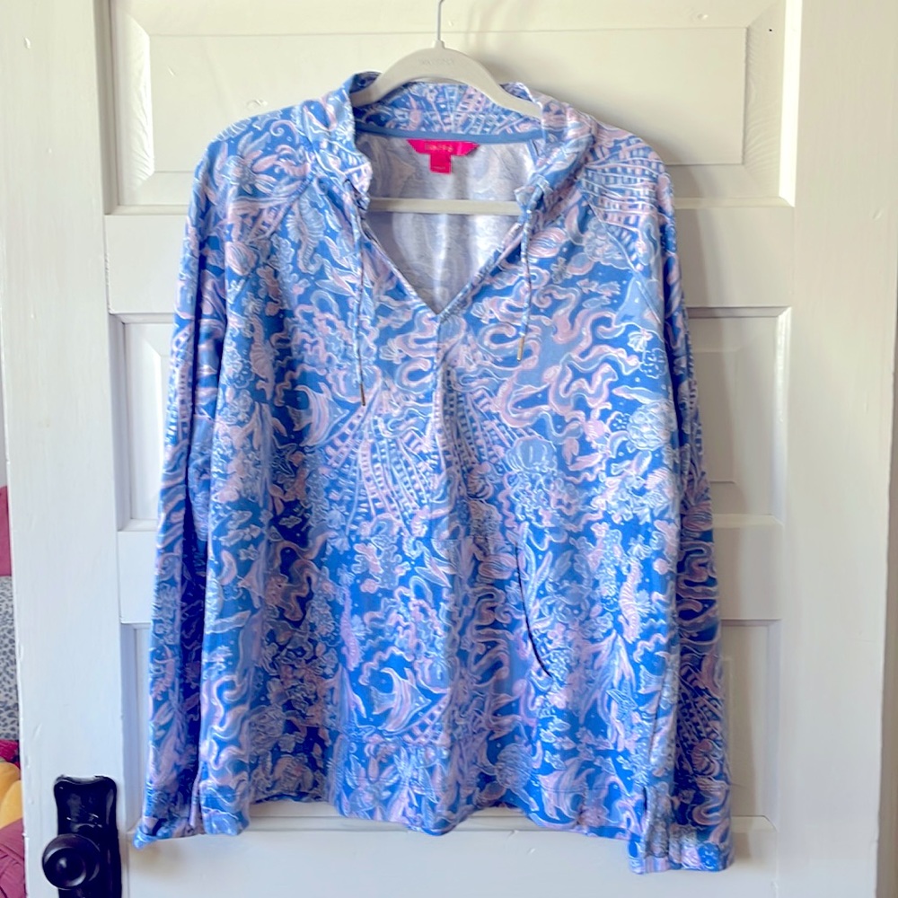 Lilly Pulitzer - Cassi Popover in print Boca Blue Sea What I Sea